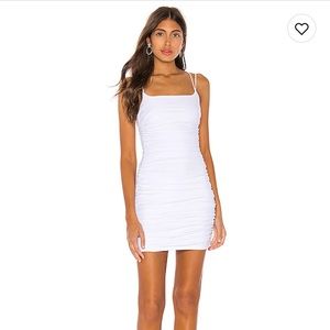 Superdown white ruched mini dress!